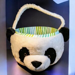 Panda Bear Easter Basket Dan Dee Collector’s Choice Plush  Halloween RARE 9.5"